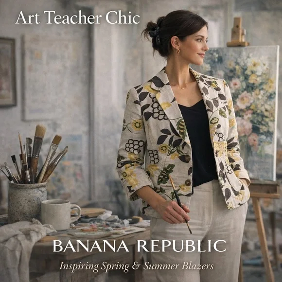 Art Teacher Chic | Banana Republic Floral Print Blazer Jacket | Summer Layer - Picture 1 of 8